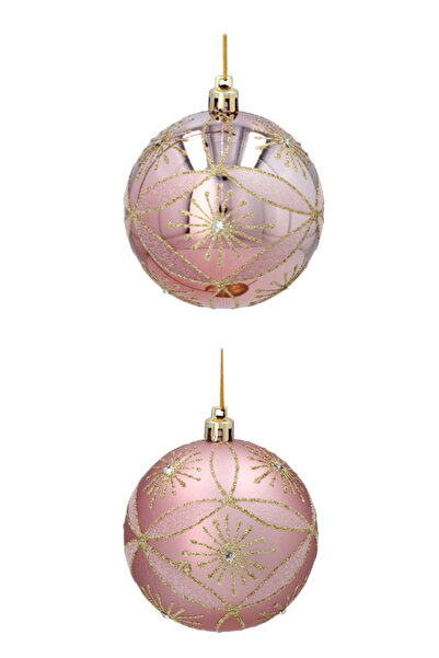 Selgot Christmas Baubles, Diameter 8 cm, 6 pcs, Color Pink-Gold, Model 5