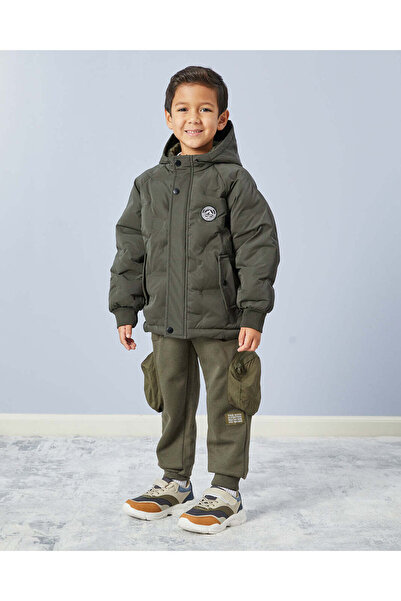 REDTAG Boys Olive Puffer Padded Jacket