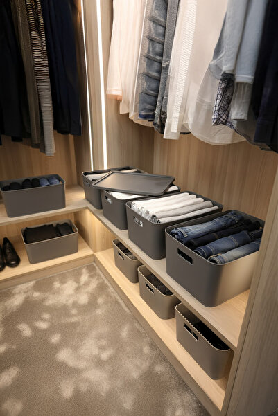 Kitchen Life 2-Pack of Leather-Look Closet Organizers Clothing Storage Boxes-Organizers