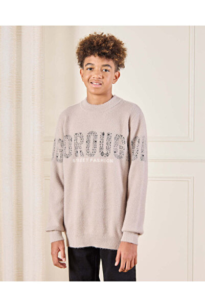 REDTAG بلوفر مطبوع عليه شعار البلدة باللون البيج للأولاد الكبار