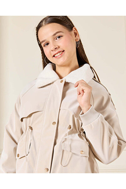 REDTAG Senior Girls Beige Fur Lining Jacket