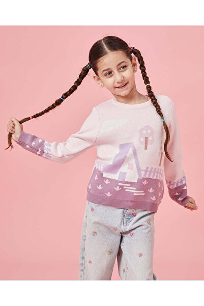 REDTAG بلوفر جاكار وردي اللون للفتيات