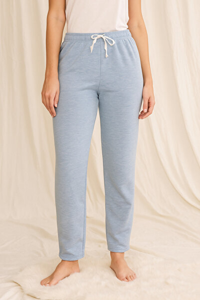 BONY SOCKS Kadın İçi Şardonlu Pijama Altı Mavi