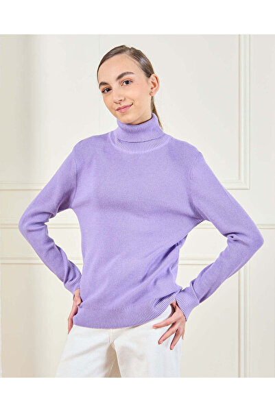 REDTAG Senior Girls Purple High Neck Pullover