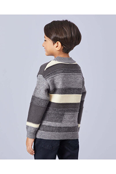 REDTAG Boys Grey Striped Pull Over