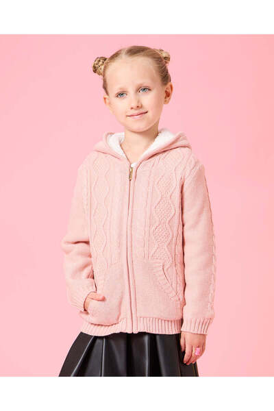 REDTAG كارديجان وردي للبنات بسحاب مع بطانة من صوف الشيربا