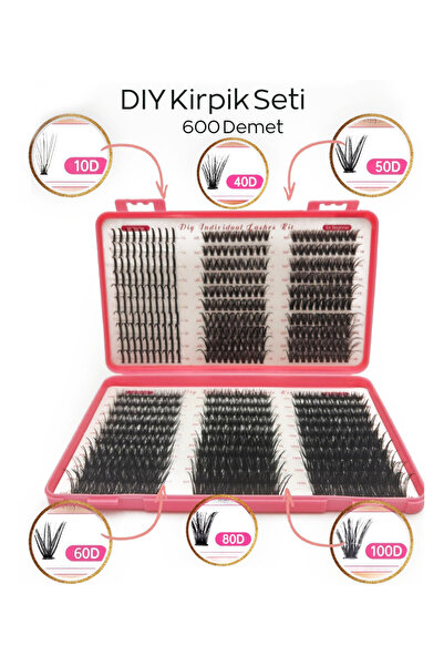 ruby face DIY Kirpik (Temu Kirpik) 600 Hazır Demet Kirpik - 10D-100D Yoğunluk...