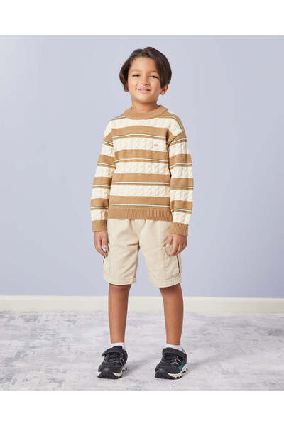 REDTAG Boys Cream Striped Pull Over