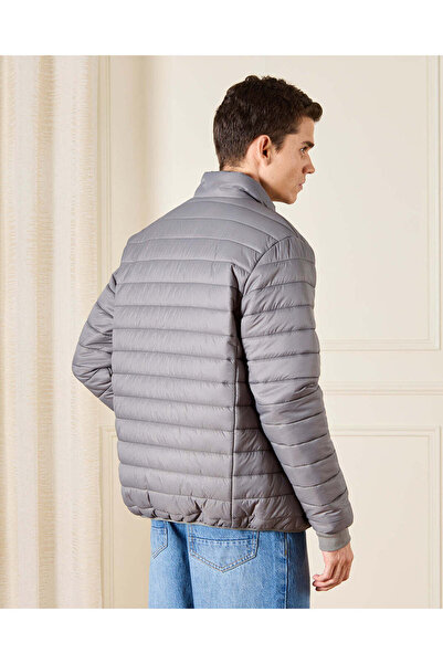 REDTAG Men Grey Long Sleeve Puffer Jacket