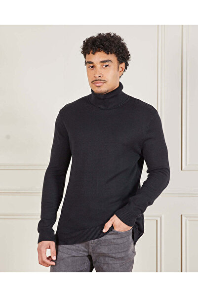 REDTAG Men Black Turtle Neck Sweater