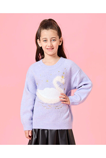 REDTAG بلوفر جاكار بجعة أرجوانية للبنات