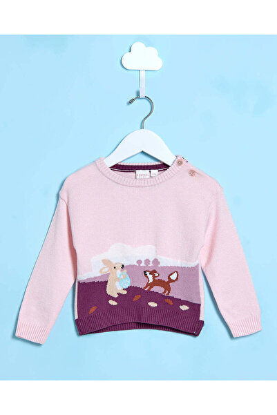 REDTAG بلوفر مطبوع عليه أرنب وردي للبنات الرضع
