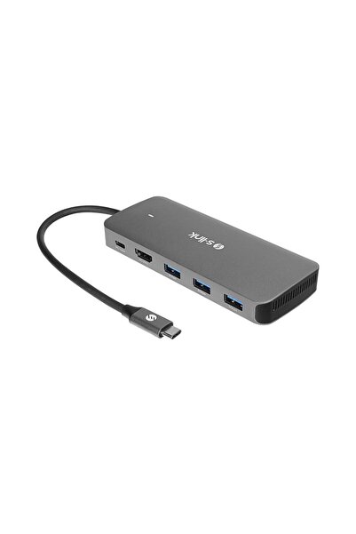 S-LINK 6 in 1 Metal M2 SSD Depolama Fonkyionlu Hub - Gri