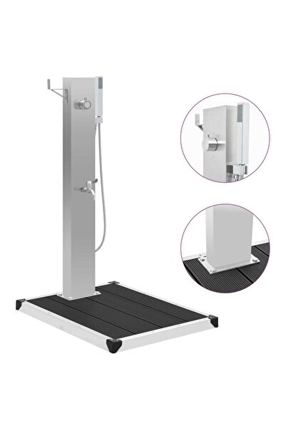 vidaxl دش خارجي مع صينية من الفولاذ المقاوم للصدأ WPC