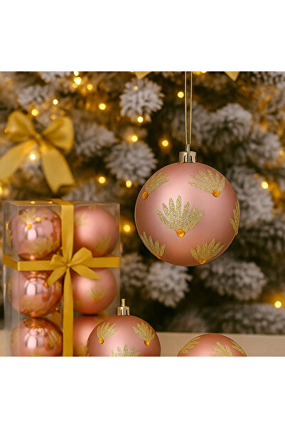 Selgot Christmas Baubles, Diameter 8 cm, 6 pcs, Pink-Gold, Model 1