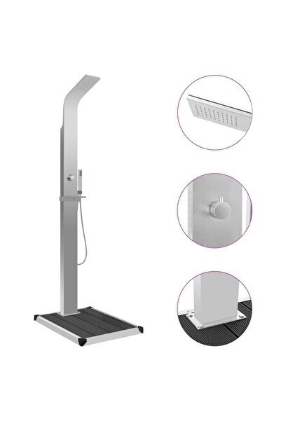 vidaxl دش خارجي مع صينية من الفولاذ المقاوم للصدأ WPC