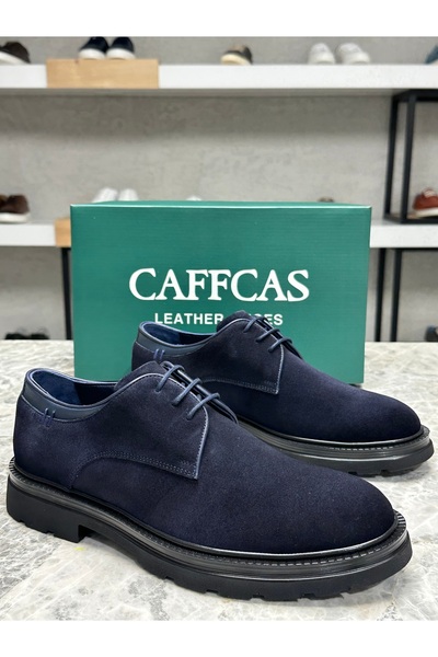 Caffcas Hakiki Deri Süet Lacivert Oxford Klasik Erkek Ayakkabı 0136