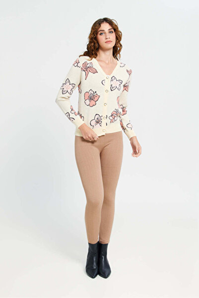 REDTAG Women Yellow Floral Knitted Cardigan