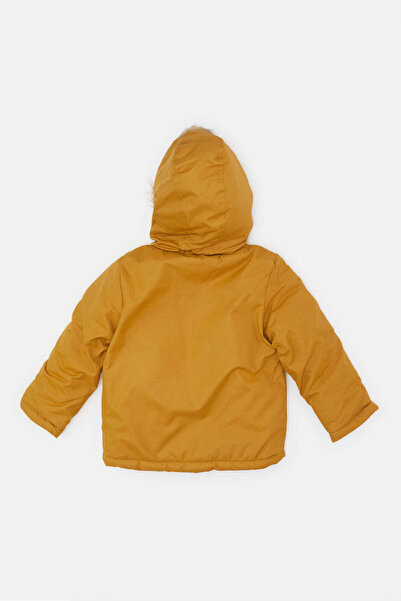 REDTAG Infant Boys Mustard Heavy Sherpa Hooded Jacket