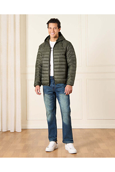 REDTAG Men Green Long Sleeve Puffer Jacket