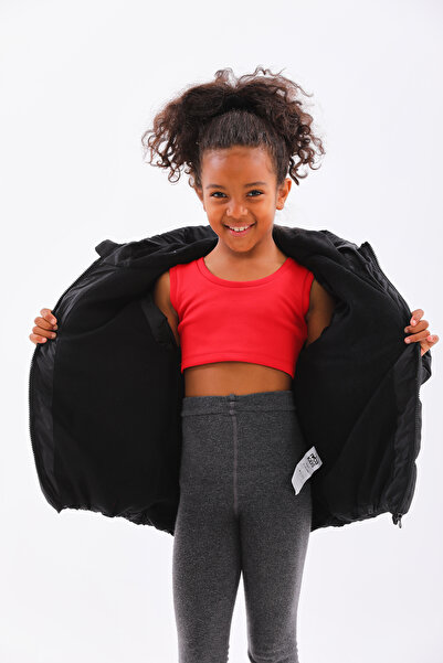 Neşeli Butik Girls Boys Black Waterproof Winter Coat with Inner Fleece Nbrbc014