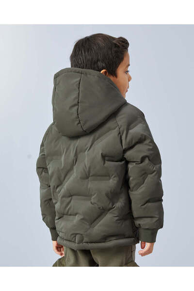 REDTAG Boys Olive Puffer Padded Jacket