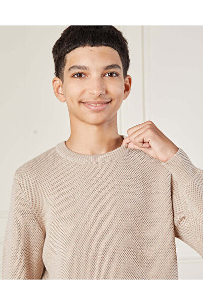 REDTAG Senior Boys Beige Pullover Sweater