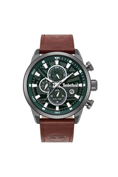 Timberland ساعة هينيكر II متعددة الوظائف للرجال مقاس 46 مم - مينا خضراء وحزام...