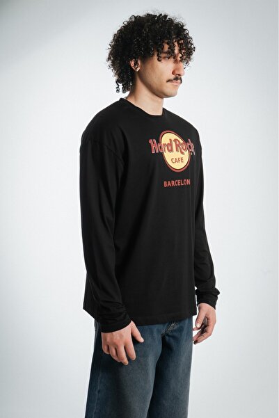 UKHWD SUPPLY Hard Rock Cafe Barcelona Men's Black Long Sleeve T-Shirt