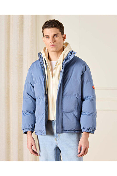 REDTAG Men Blue Faux Two-Piece Padded Jacket