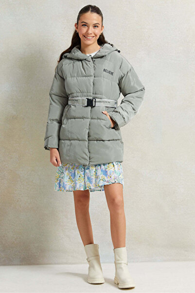 REDTAG Senior Girls Mint Long Line Hooded Jacket