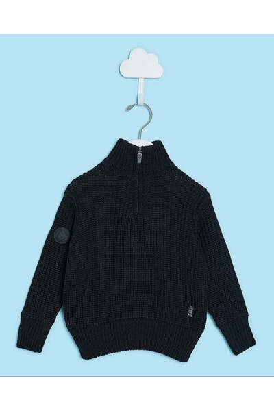 REDTAG سترة سوداء بنصف سحاب للأولاد الرضع