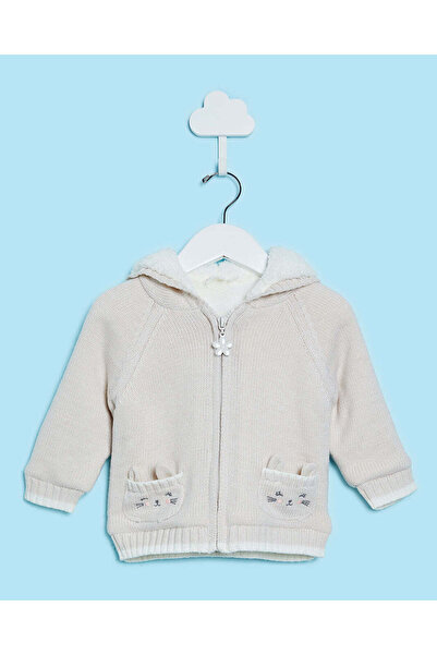 REDTAG بلوفر بغطاء رأس أمامي باللون البيج للبنات الرضع