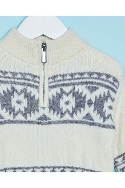 REDTAG Infant Boys White Half Zip Sweater