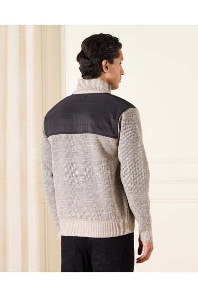 REDTAG Men Grey High Neck Knitwear