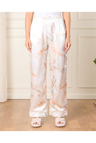 REDTAG Women White Printed Satin & Lace Robe (3 Piece)