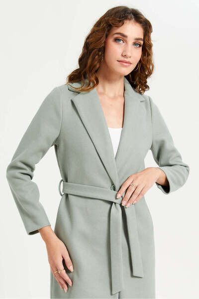 REDTAG Women Mint Long Line Tie Belted Coat