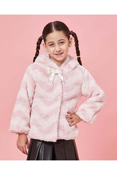 REDTAG جاكيت بناتي وردي وأبيض مع فيونكة