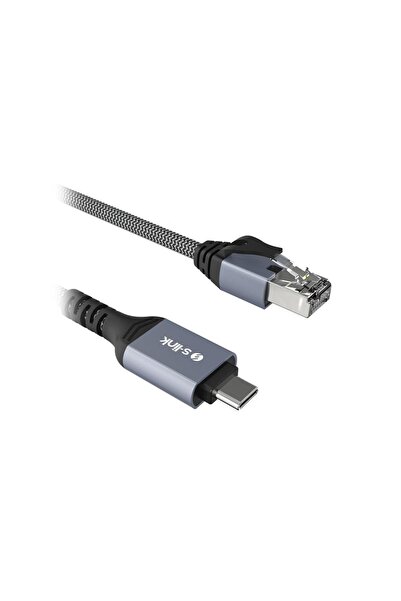 S-LINK SW-U337 Örgülü RJ45 to Type-C Adaptör 2M - Gri