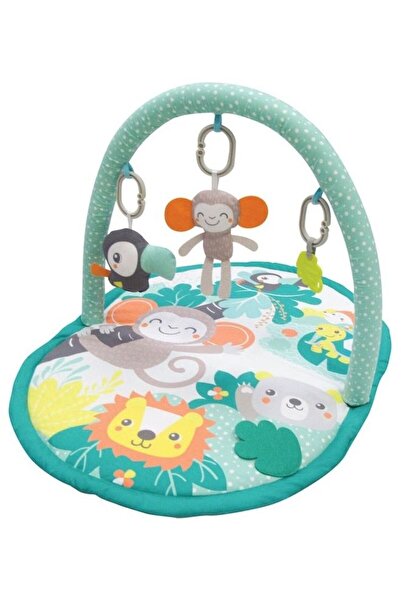 Moon Jungle Friends Mat With Single Arch - Baby Playmat & Activity Gym, Green 45 x 16.5 x 38 cm-MNNPGMT07