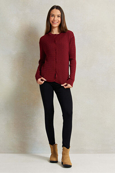 REDTAG Senior Girls Burgundy Knitted Cardigan