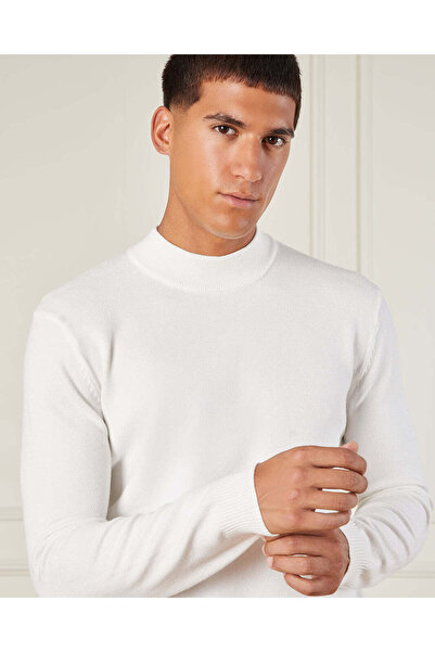 REDTAG Men Ivory High Neck Sweater