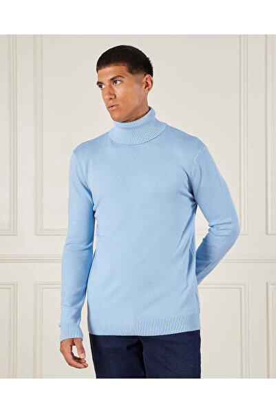 REDTAG Men Blue Turtle Neck Sweater