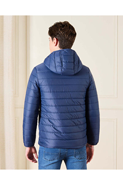 REDTAG Senior Boys Navy Sherpa Lining Puffer Jacket