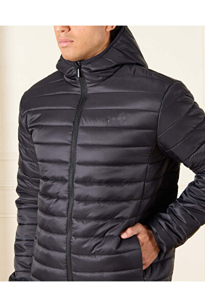 REDTAG Men Black Long Sleeve Puffer Jacket