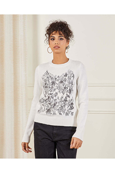 REDTAG Women Ivory Embroidered Pullover