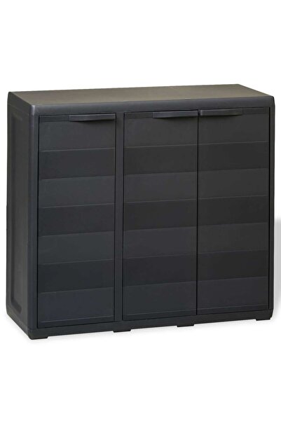 vidaxl Garden Storage Cabinet with 2 Shelves Black