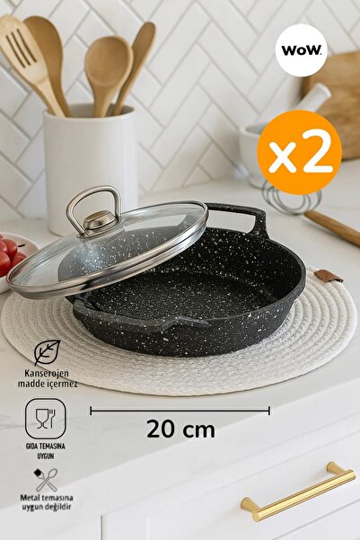 WOW Döküm Granit 20CM Kapaklı Sahan Tava