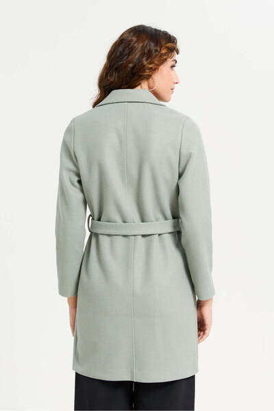 REDTAG Women Mint Long Line Tie Belted Coat