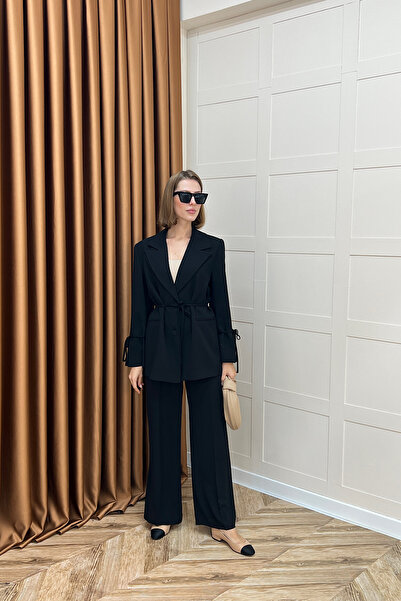 Stilife Σετ μπουφάν με λεπτομέρεια κορδόνι σε μαύρο χρώμα